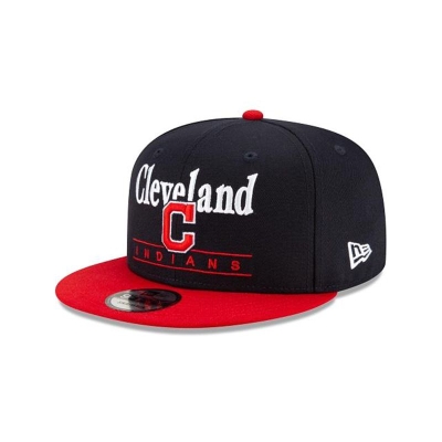 Blue Cleveland Indians Hat - New Era MLB Two Tone Retro 9FIFTY Snapback Caps USA1572406